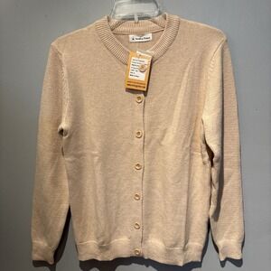 SMILING PINKER Women's Beige Cardigan Sweater Button Down Thick‎ Size S NWT